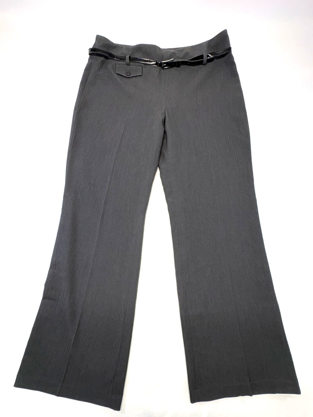 Denver Hayes Grey Trouser Pants with Belt - Size 12 (Altered/31" Inseam)